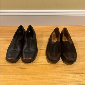Two Pairs Women's Slip-On Leather Shoes in Size 37